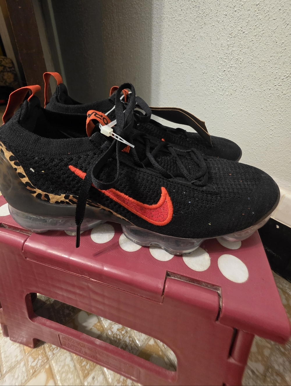 Nike Black Flyknit VaporMax with Red Swoosh